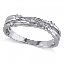 Criss Cross, Twisted Band with Diamond Accents Sterling Silver 0.05ct