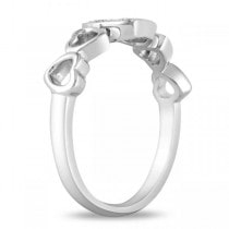 Open Heart Band w/ Pave Set Diamond Accents in Sterling Silver 0.03ct