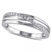 Twisted Band with Diamond Accent Row in Sterling Silver with 0.06ct