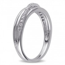 Twisted Band with Diamond Accent Row in Sterling Silver with 0.06ct