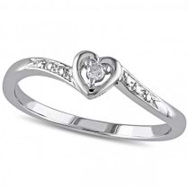 Petite Heart Promise Ring with a Diamond Sterling Silver 0.03ct