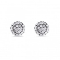 Halo Diamond Stud Earrings in Cluster Design Sterling Silver 0.25ct
