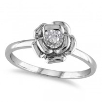 Round Shaped Diamond Rose Fashion Ring in Sterling Silver 0.05ct