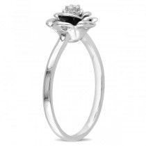 Round Shaped Diamond Rose Fashion Ring in Sterling Silver 0.05ct