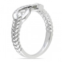 Infinity Ring w/ Braided Sides, Diamond Accents Sterling Silver 0.05