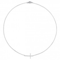 Diamond Sideways Cross Necklace for Women in Sterling Silver 0.10ct
