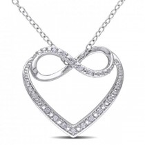 Diamond Accented Heart Pendant w/ Infinity Loop Sterling Silver 0.06ct
