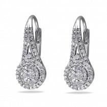 Diamond Cluster Drop Earrings with Halo Design Sterling Silver 0.25ct