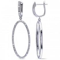 Hanging Circle Diamond Dangle Earrings Prong in Sterling Silver 0.10ct