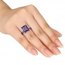 White Topaz & Purple Amethyst Fashion Ring Sterling Silver (5.88ct)