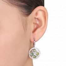 Diamond Peridot & Green Amethyst Earrings Sterling Silver (4.55ct)