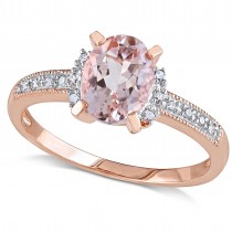 Diamond & Morganite Fashion Ring Rose Sterling Silver (1.21ct)