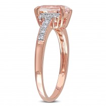 Diamond & Morganite Fashion Ring Rose Sterling Silver (1.21ct)