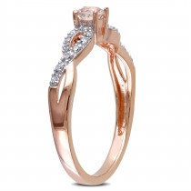 Diamond & Morganite Twisted Fashion Ring Rose Sterling Silver (0.27ct)