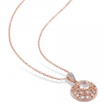 Diamond & Morganite Pendant Necklace Rose Sterling Silver (0.54ct)