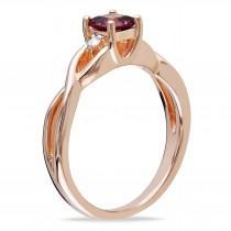 Diamond & Pink Tourmaline Bypass Ring Rose Sterling Silver (0.37ct)