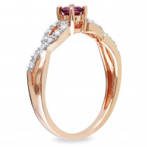 Diamond & Pink Tourmaline Fashion Ring Rose Sterling Silver (0.35ct)