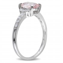 Diamond & Morganite Fashion Ring Sterling Silver (1.21ct)