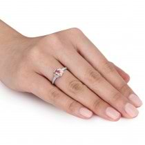 Diamond & Morganite Fashion Ring Sterling Silver (1.21ct)