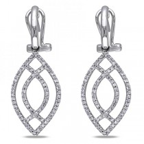 Diamond Accented Bypass Dangle Earrings 14k White Gold (0.50ct)