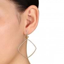 Diamond Accented Rectangular Dangle Earrings 14k Yellow Gold (0.75ct)
