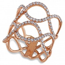 Diamond Accented Abstract Twisted Fashion Ring 14k Rose Gold (0.80ct)