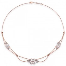 Diamond Accented Flower Design Necklace 14k Rose Gold (0.10ct)