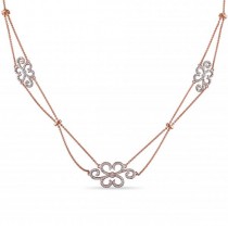 Diamond Accented Flower Design Necklace 14k Rose Gold (0.10ct)