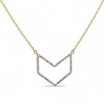 Diamond Accented Arrow Pendant Necklace 14k Yellow Gold (0.18ct)