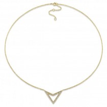 Diamond Accented Triangle Pendant Necklace 14k Yellow Gold (0.38ct)