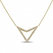 Diamond Accented Triangle Pendant Necklace 14k Yellow Gold (0.38ct)