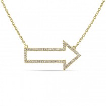 Diamond Accented Arrow Pendant Necklace 14k Yellow Gold (0.19ct)