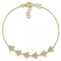 Diamond Triangle Design Chain Bracelet 14k Yellow Gold (0.30ct)