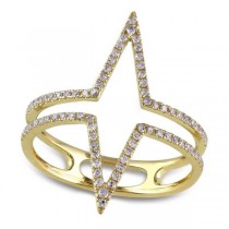 Diamond Accented Dual Triangle Design Ring 14k Yellow Gold (0.25ct)
