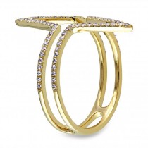 Diamond Accented Dual Triangle Design Ring 14k Yellow Gold (0.25ct)