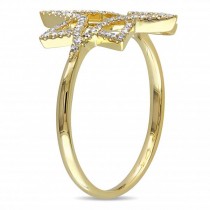 Diamond Accented Star Design Fashion Ring 14k Yellow Gold (0.21ct)