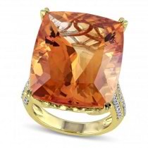 Diamond Accented Citrine Fashion Ring in 14k Yellow Gold (31.75ct)