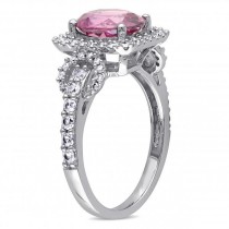 Diamond Accented Pink Tourmaline Fashion Ring 14k White Gold (2.26ct)