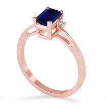 Blue Sapphire Emerald Cut Three-Stone Ring 14k Rose Gold (1.04ct)