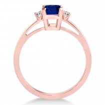 Blue Sapphire Emerald Cut Three-Stone Ring 14k Rose Gold (1.04ct)