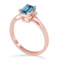 Blue Topaz Emerald Cut Three-Stone Ring 14k Rose Gold (1.04ct)