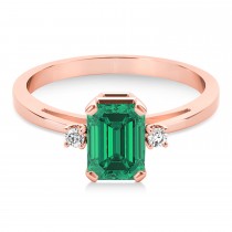 Emerald Emerald Cut Three-Stone Ring 14k Rose Gold (1.04ct)