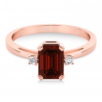 Garnet Emerald Cut Three-Stone Ring 14k Rose Gold (1.04ct)