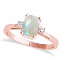 Opal Emerald Cut Three-Stone Ring 14k Rose Gold (1.04ct)