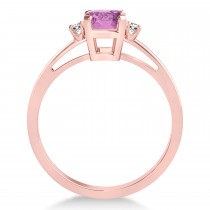 Pink Sapphire Emerald Cut Three-Stone Ring 14k Rose Gold (1.04ct)