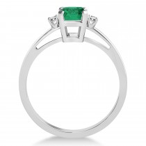 Emerald Emerald Cut Three-Stone Ring 14k White Gold (1.04ct)