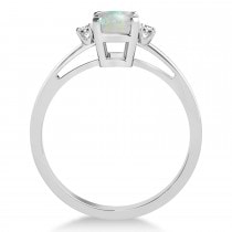 Opal Emerald Cut Three-Stone Ring 14k White Gold (1.04ct)