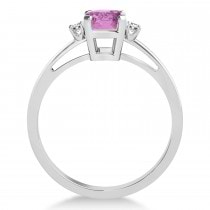 Pink Sapphire Emerald Cut Three-Stone Ring 14k White Gold (1.04ct)