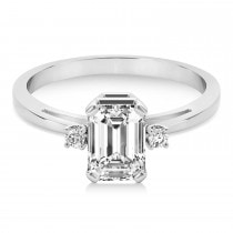 Diamond Emerald Cut Three-Stone Ring 14k White Gold (1.04ct)