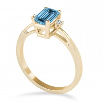 Blue Topaz Emerald Cut Three-Stone Ring 14k Yellow Gold (1.04ct)